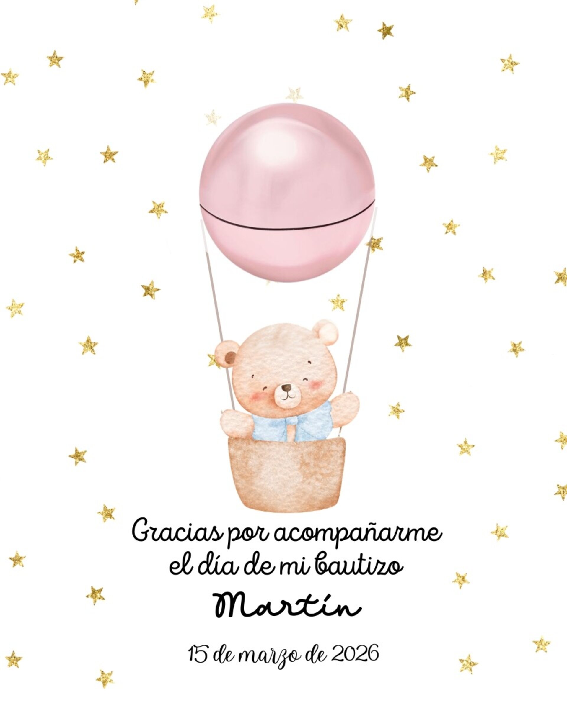 Bálsamo labial redondo con tarjeta "Bautizo" - 14