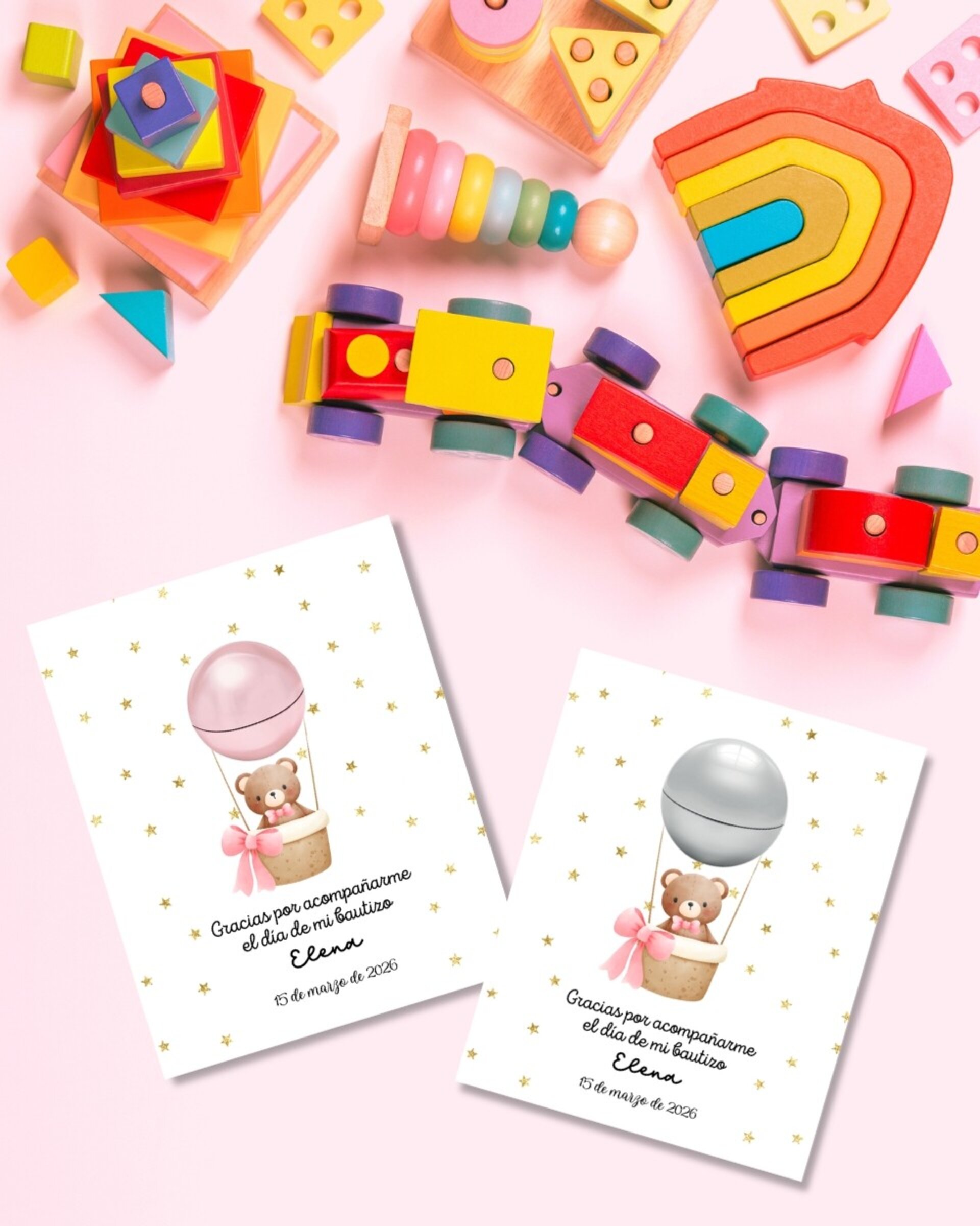 Bálsamo labial redondo con tarjeta "Bautizo" - 2